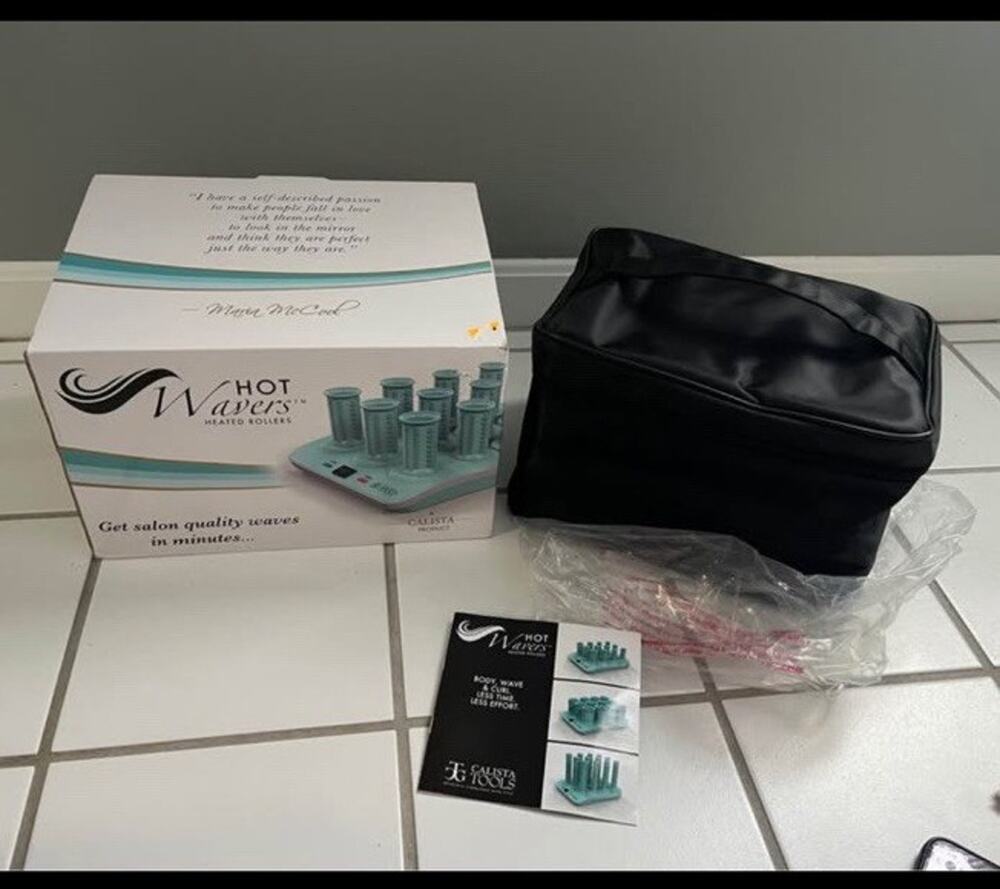 Calista Tools Hot Wavers Hot Rollers Set w/ Travel Case Black/Teal